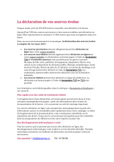 La déclaration de vos œuvres évolue