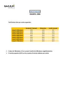 5 Barème discothèques 2026