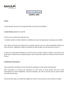 21 Barème Chaîne TV 2026