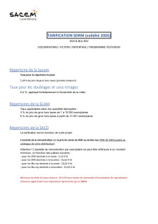 25 Barème OPO DVD PROGRAMME TÉLÉVISION 2026