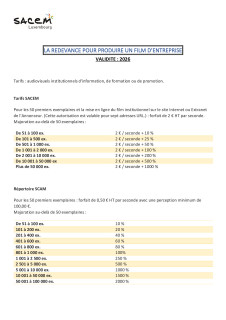 27 Barème Redevance Production Film d'entreprise 2026