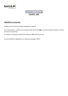 29 Barème Concerts en streaming 2026