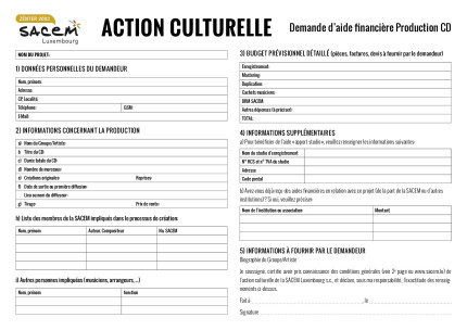 Action Culturelle production de CD