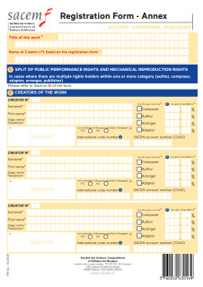 Declaration form - Author Composer Publisher Annex - 2019