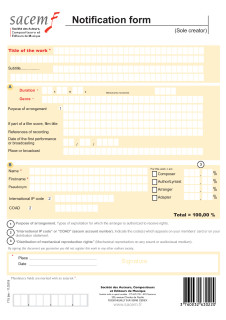 Notification Form - Sole Creator 2019