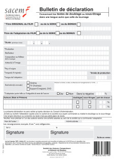 Bulletin de declaration doublage sous titrage