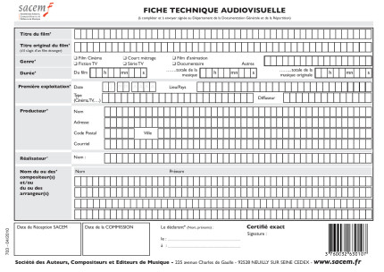 fiche technique audiovisuelle