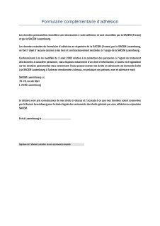 Formulaire complementaire d'adhésion