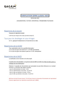 25 Barème OPO DVD PROGRAMME TÉLÉVISION 2025
